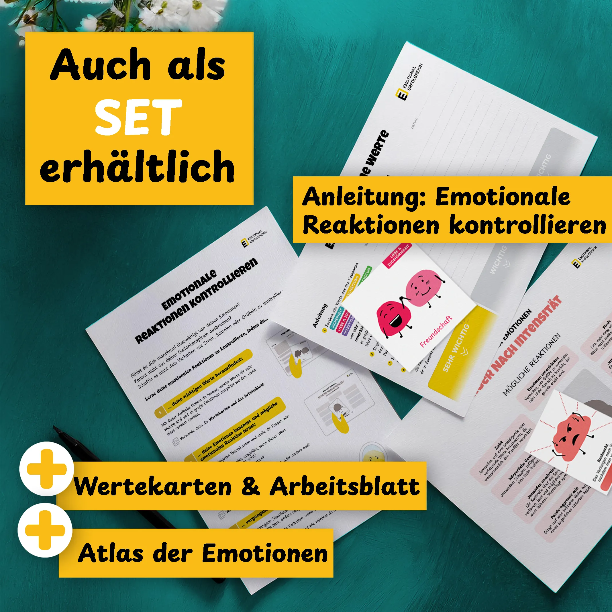 SET: Emotionale Reaktionen kontrollieren + Wertekarten + Atlas der Emotionen