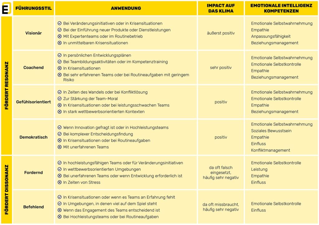 6 Emotional Intelligente Führungsstile